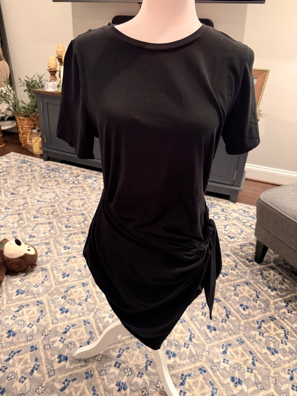 a new day Black Short Sleeve Dress with Side Tie Detail